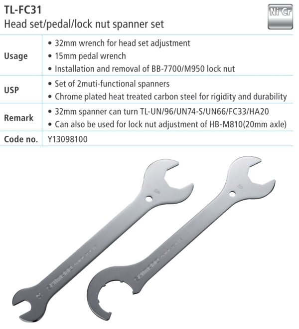 ALAT SHIMANO TL-FC31 2 SPANNER SET (TL-FC31) FOR BB ,HEAD PARTS & PEDAL #130 9810