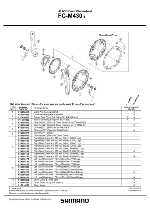 LANČANIK SHIMANO FC-M430-8 CHAINRING 32T (SILVER) & PROTECTOR