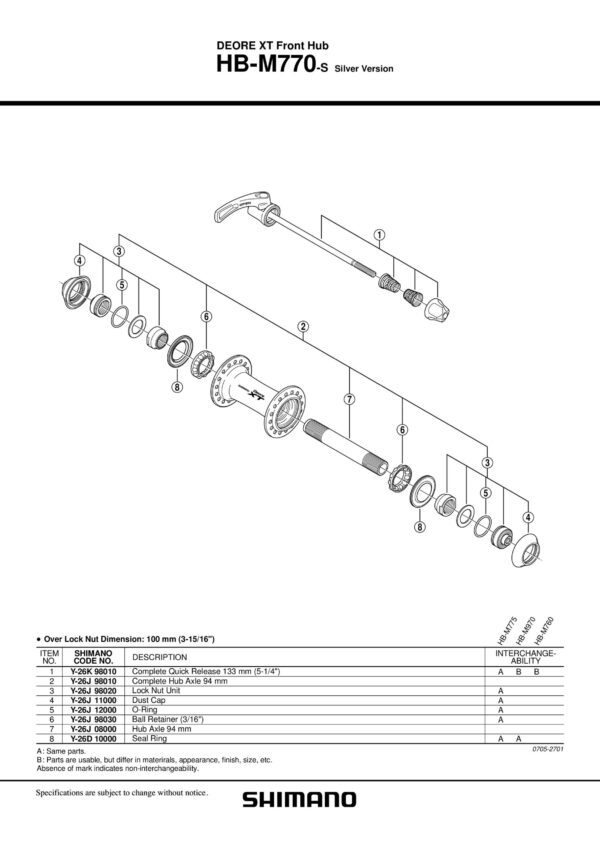 VENČIĆ ZA SHIMANO HB-M770-S