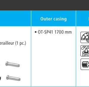 BUŽIR I SAJLA MENJAČA SHIMANO ROAD SUS SET, OUTER CASING SP41 1700MM BLACK, INNER CABLE SUS 2100MM X 2, W/ OUTER CAP, SEALED OUTER CAP & INNER END CAP