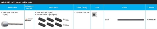 BUŽIR I SAJLA MENJAČA SHIMANO ROAD, OUTER CASING 1700MM X1, INNER CABLE 2100MM X2 STEEL, OUTER CAP X6, INNER END CAP X2