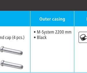 BUŽIR I SAJLA KOČNICE SHIMANO MTB, OUTER CASING 2200MM BLACK, INNER CABLE 1000MM/2050MM STEEL, OUTER CAP X 2, INNER END CAP X 2
