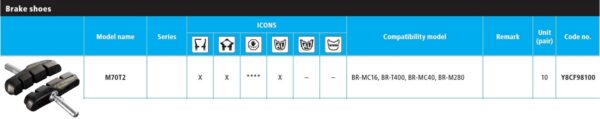 PAKNOVI SHIMANO M70/T2, FOR BR-MC16, T400, MC40,M280, SET 10 PARI