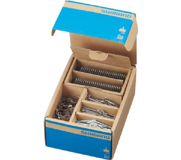 PLOČICE ZA DISK SHIMANO RESIN PAD W/O FIN (B05S-RX), PAD SPRING, W/3 TYPES OF SPLIT PIN, 50 PAIRS, IN SEMI-BULK PACK