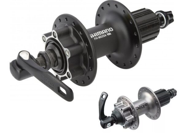 NABLA ZADNJA SHIMANO DEORE FH-M525A, 32H, 8/9 BRZINA, OLD 135MM, AXLE 146MM, QR 168MM BLACK, FOR ROTOR 6-BOLT, BLACK, IND.PACK