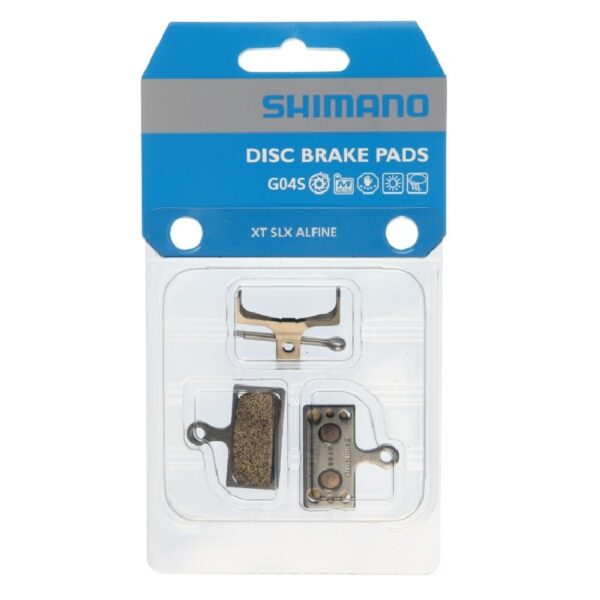 PLOČICE ZA DISK SHIMANO METAL PAD W/O FIN (G04S), PAD SPRING, W/SPLIT PIN, 1 PAIR, IND.PACK