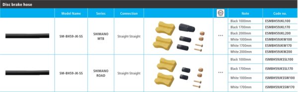 CREVO ZA HIDRAULIČNU KOČNICU SHIMANO SM-BH59-JK-SS, FOR ST-RS685/BR-RS785, 1700MM BLACK, STRAIGHT-STRAIGHT TYPE, INCL. CONNECTING UNIT, INCL. TL-BH61, IND.PACK
