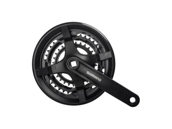 POGON SHIMANO FC-TY301, ZA 6/7/8-BRZINA, 175MM, 48X38X28T W/CG, CHAIN CASE COMPATIBLE, W/O CRANK FIXING BOLT, CRNI, BULK