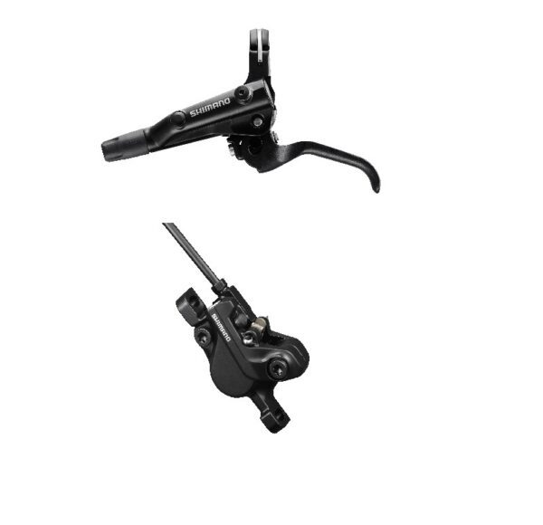 KOČNICA SHIMANO DEORE BL-MT500(L) BR-MT500(F), FOR POST MOUNT, RESIN PAD (W/O FIN), HOSE SM-BH59-SS 1000MM BLACK, ADD. OLIVE & CONNECTING INSERT, BLACK, IND.PACK