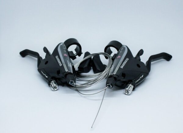 RUČICE MENJAČA/KOČNICA SHIMANO ST-EF65-2A BLACK 3X7S-S, 2050/1800MM SUS INNER, FOR V-BRAKE, 2-F ALLOY, STD SHIFT(SP41) & BRAKE CABLE LENGTH(BLACK), IND.PACK