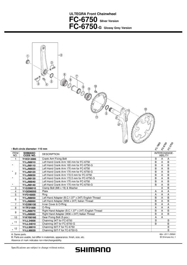 LANČANIK SHIMANO FC-6750-G 50T-F