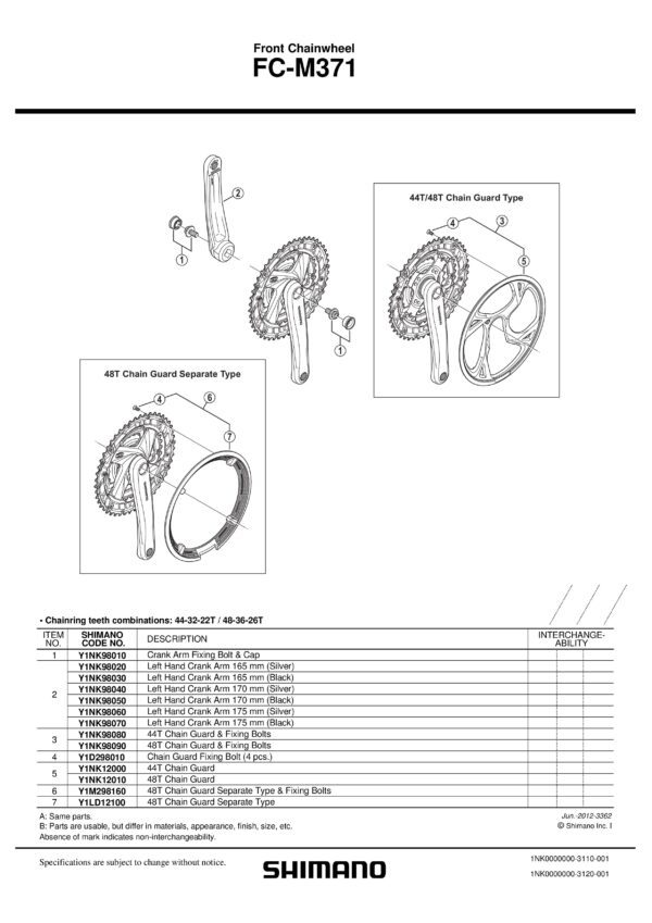 ŠTITNIK LANCA ZA SHIMANO POGON FC-M371 44T & FIXING BOLTS