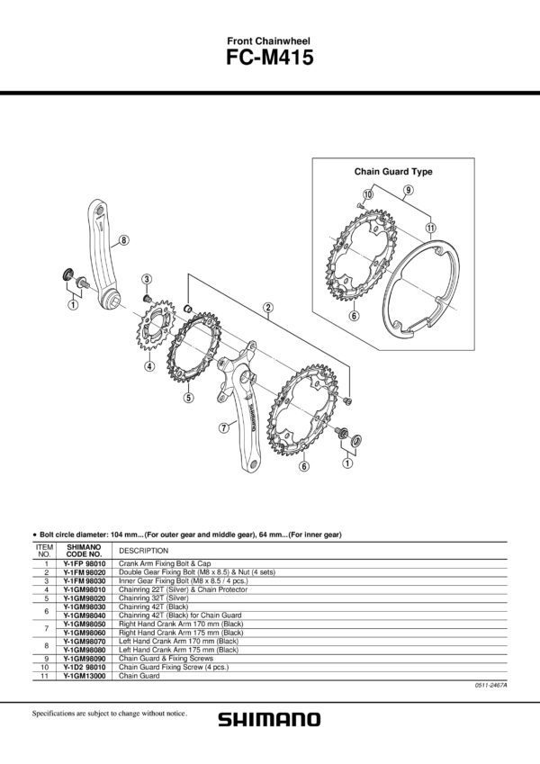LANČANIK SHIMANO FC-M415 32T SILVER