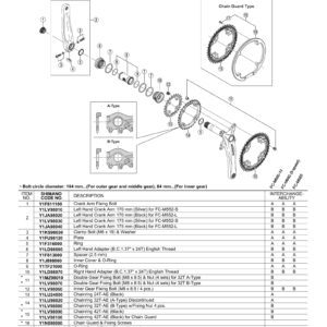ZAVRTANJ LANČANIKA POGONA SHIMANO FC-M552 DOUBLE GEAR FIXING BOLT(M8X8.5) & NUT (4SETS) FOR 32T B-TYPE