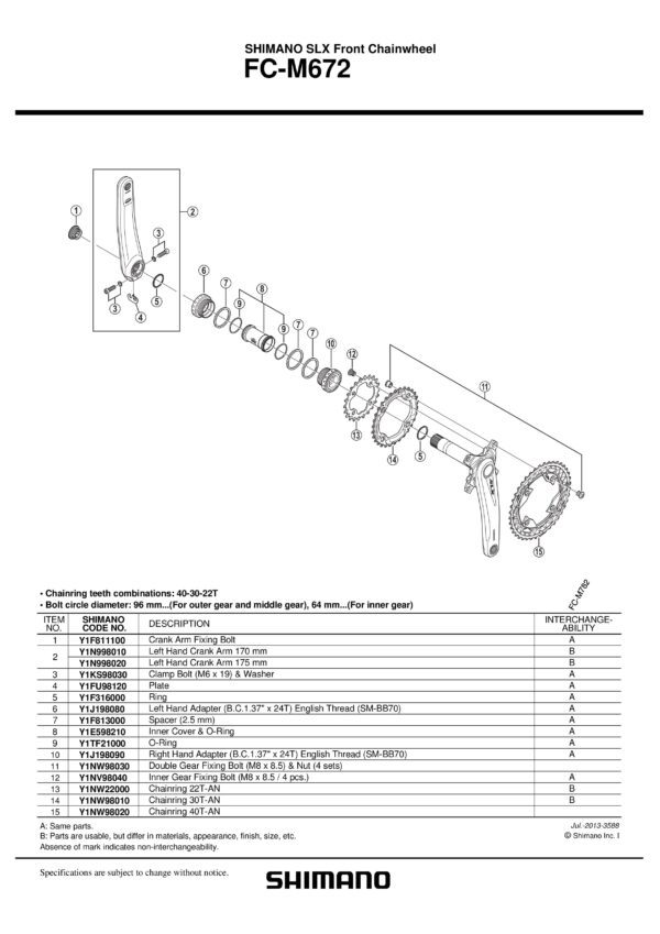 LANČANIK SHIMANO FC-M672 30T-AN