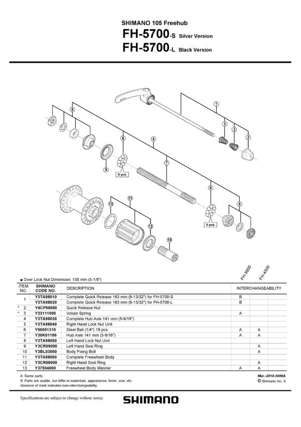 KONUS SHIMANO FH-5700 DESNI LOCK NUT UNIT