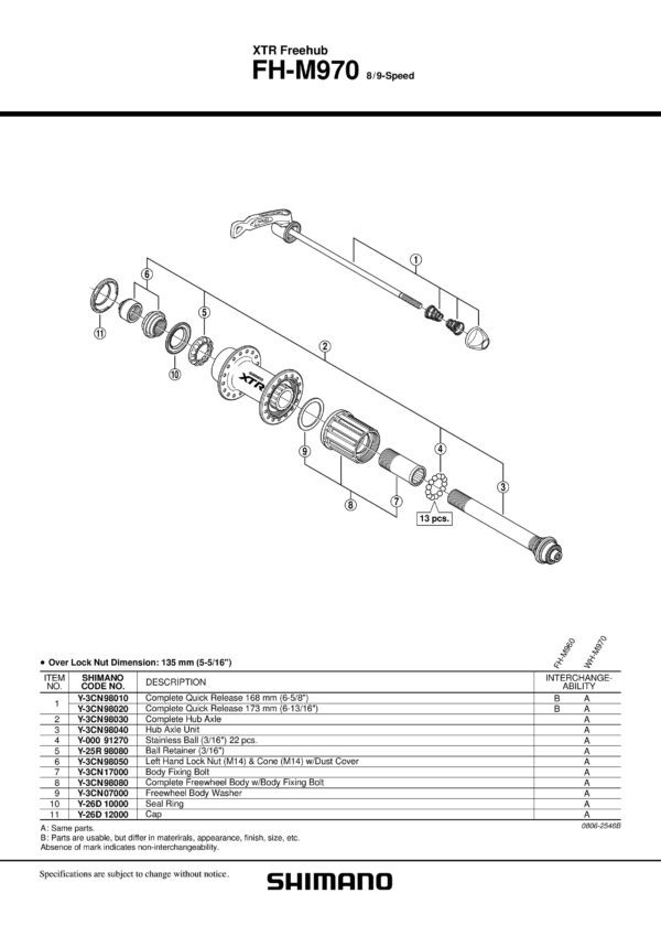 OSOVINA SHIMANO FH-M970