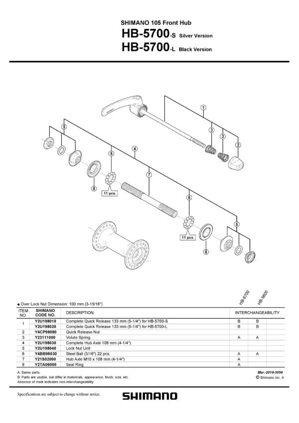 KONUS SHIMANO HB-5700 LOCK NUT UNIT