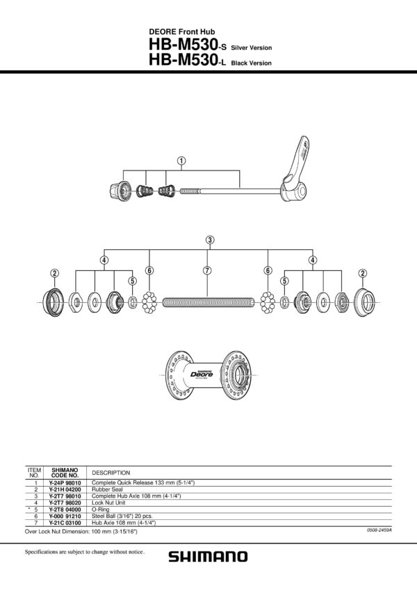 KONUS SHIMANO HB-M530 LOCK NUT