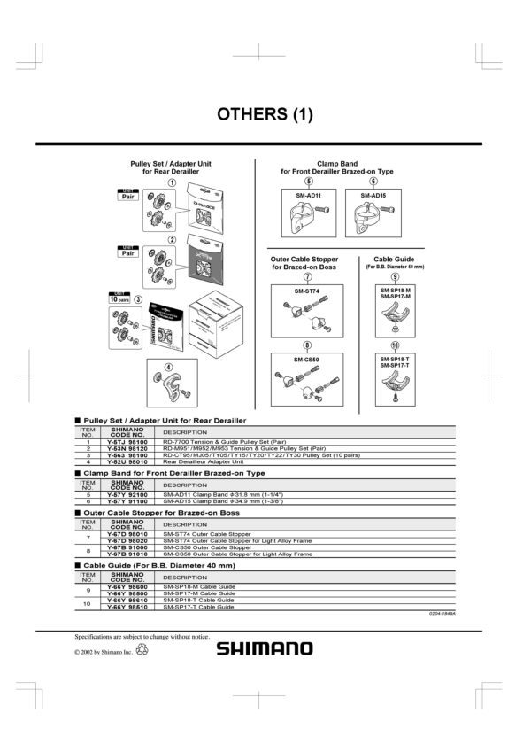 UVODNIK SAJLI SHIMANO SM-SP18-M5 CABLE GUIDE