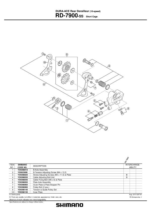 ROLNICA MENJAČA ZADNJEG SHIMANO RD-7900 SET