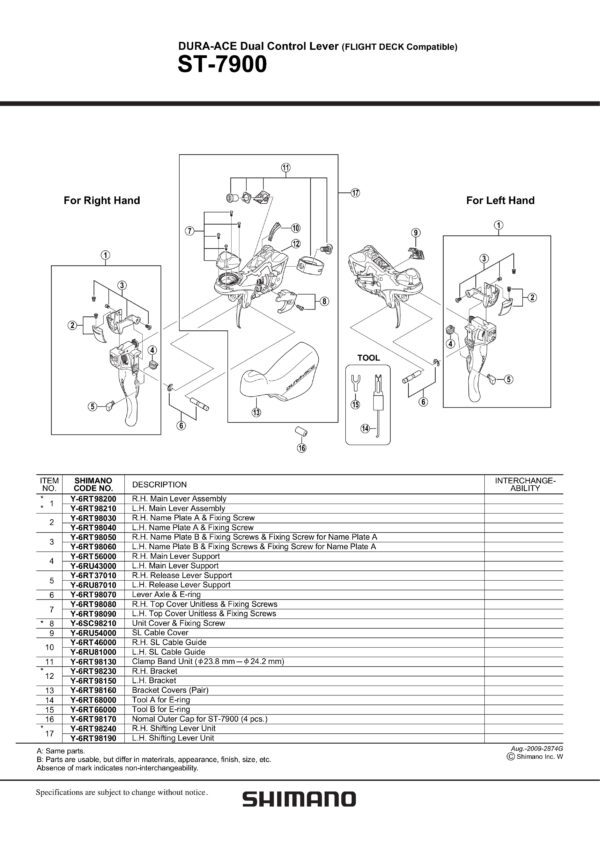 PLASTIKA I ZAVRTANJ RUČICA MENJAČA/KOČNICA SHIMANO ST-7900 LEFT & FIXING SCREW