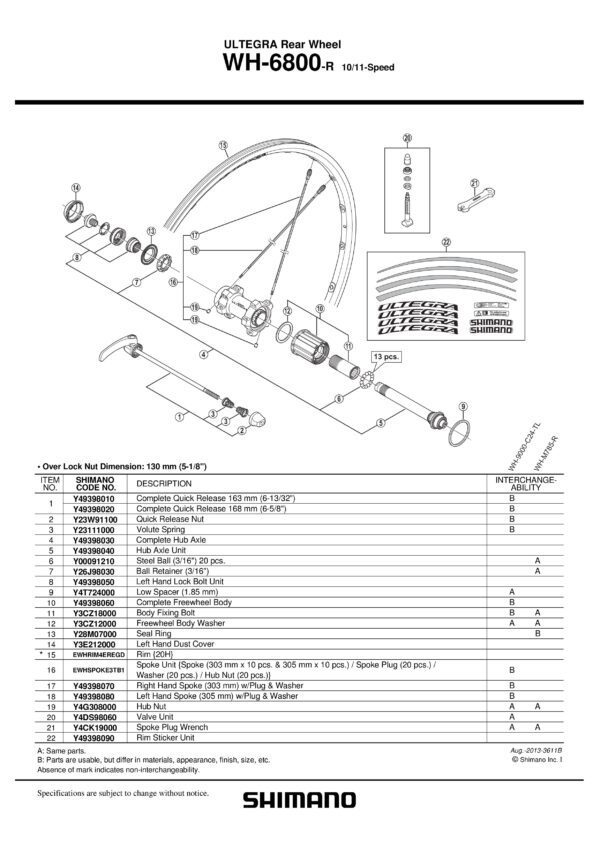 OSOVINA ZADNJEG TOČKA SHIMANO ZA WH-6800-R