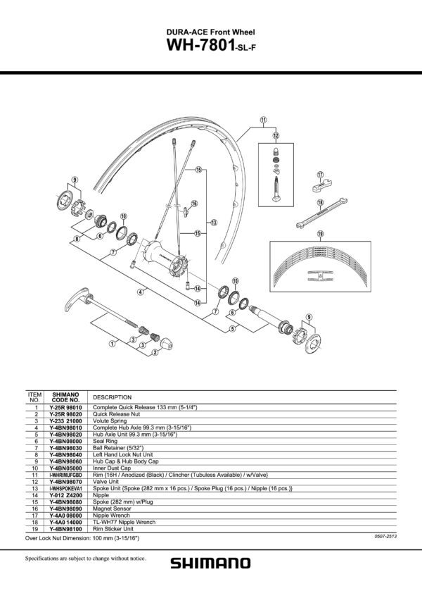VENČIĆ ZA SHIMANO WH-7801-SL-F 5/32"