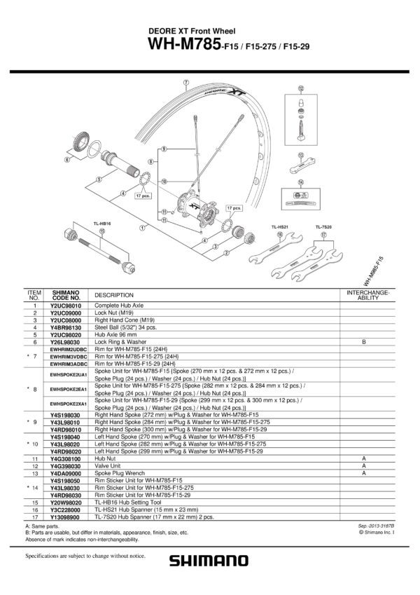 ŽICA SHIMANO WH-M785-F LEFT HAND 270MM W/PLUG & WASHER