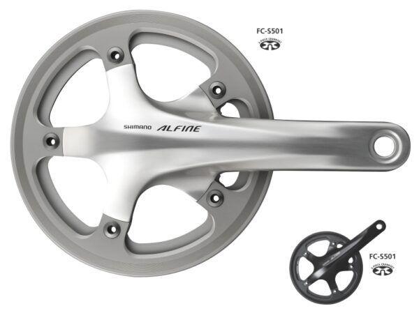 POGON SHIMANO ALFINE FC-S501, 42T, KURBLA 170MM, 2-PCS FC, W/CG (DOUBLE), INCL. BB BSA, BLACK, IND.PACK