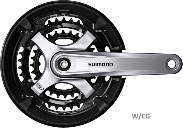 POGON SHIMANO TOURNEY FC-TY701, 48X38X28T (BLACK/BLACK/BLACK), KURBLA 175MM, FOR REAR 6/7/8 BRZINA, W/CG, CRANK FIXING BOLT, SILVER, IND.PACK