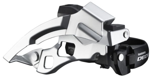 MENJAČ PREDNJI SHIMANO DEORE FD-T610, TRIPLE, 10 BRZINA, TOP SWING, DUAL PULL, BAND TYPE 34.9MM (W/ADAPTOR 28.6MM & 31.8MM), CS ANGLE 66-69, FOR 44/48T, BLACK, IND.PACK