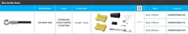CREVO ZA HIDRAULIČNU KOČNICU SHIMANO SM-BH90-SBM, XTR(M987),2000MM, BLACK, STRAIGHT CONNECT TYPE BL(NOT ASSEMBLED), W/CONNECTING UNIT, W/TL-BH61, IND.PACK