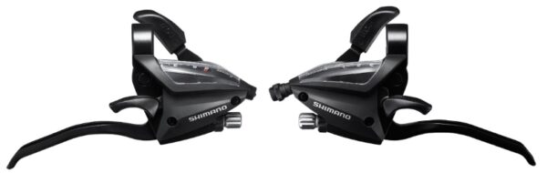 RUČICE MENJAČA/KOČNICA SHIMANO ST-EF500-2A, 8X3 BRZINA, STANDARD SHIFT AND BRAKE CABLE BLACK, 2 FINGER, FOR V-BRAKE, BLACK, IND.PACK