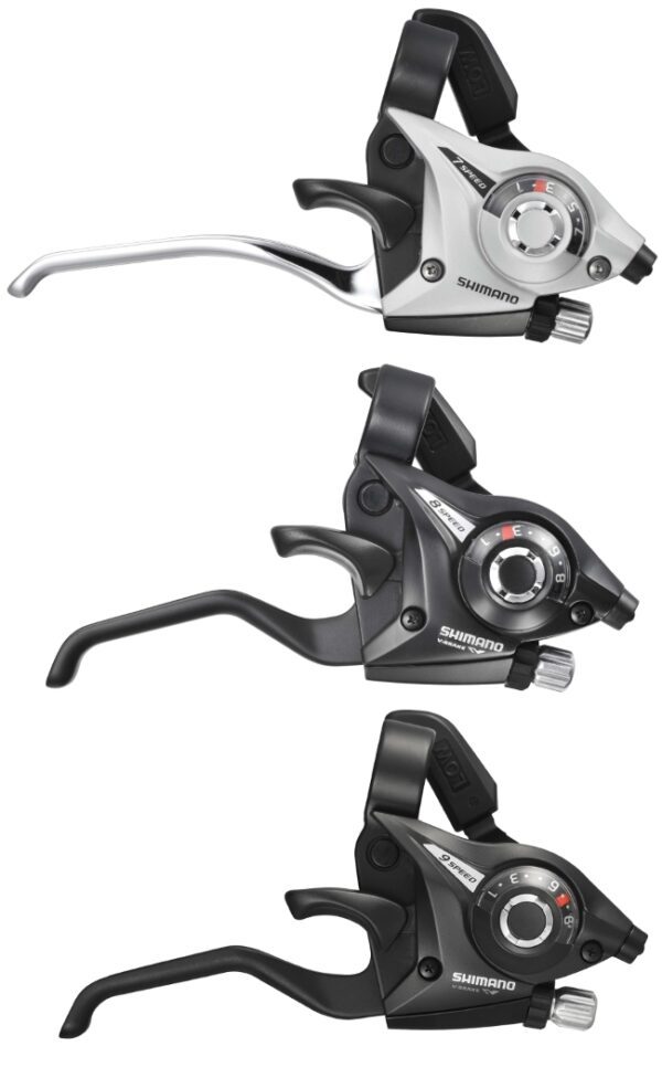 RUČICE MENJAČA/KOČNICA SHIMANO ST-EF51 (LS)2A, SILVER 7X3SPEED, EZ-FIRE PLUS, FOR V- BRAKE, 2-F, STD SHIFT & BRAKE CABLE LENGTH (BLACK), IND.PACK