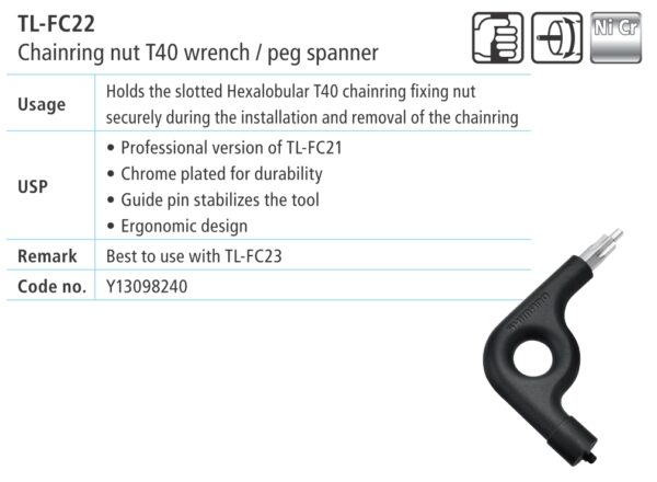 ALAT HEXALOBULAR WRENCH SHIMANO TL-FC22 T-40