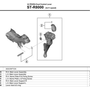 PLASTIKA I ZAVRTANJ RUČICE MENJAČA/KOČNICE SHIMANO ST-R8000 LEVA