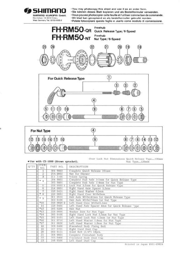 KONUS SHIMANO FH-RM50 LOCK NUT M10X4.5