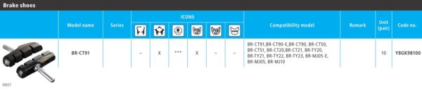PAKNOVI SHIMANO BR-CT91, 10 PARI